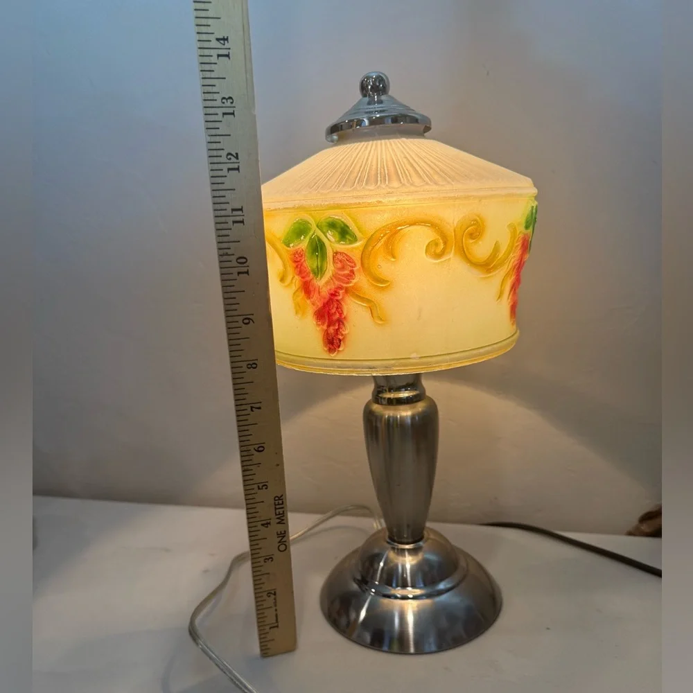 Vintage Metal Base Art Deco Green Painted  Boudoir Table Lamp‎ 3- Way Touch